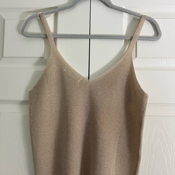 Elegant Shimmery Tan Knit Women's Top - Picture 3 of 5